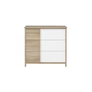Commode 3 tiroirs décor bois et blanc Bébé - 95 x H91cm