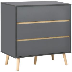 Commode 3 tiroirs design scandinave gris aspect bois clair
