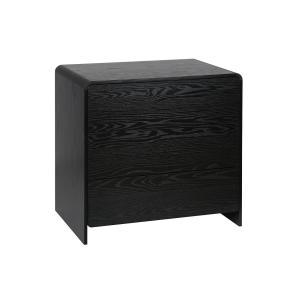 Commode 3 tiroirs effet bois arrondi, noir