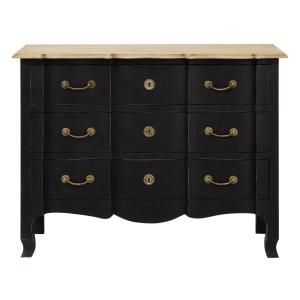 Commode 3 tiroirs en bois d'acacia et de manguier noire
