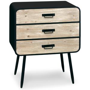 Commode 3 tiroirs en bois et métal noir