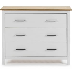 Commode 3 tiroirs en bois massif blanc 100 cm - Ida