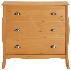 Commode 3 tiroirs en bois massif, coloris naturel