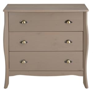 Commode 3 tiroirs en bois massif, gris