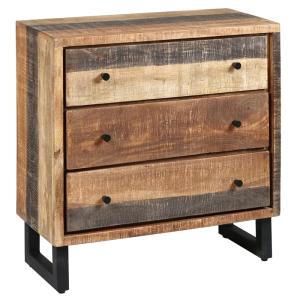 Commode 3 tiroirs en palissandre et métal noir
