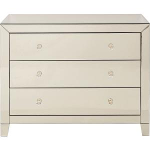 Commode 3 tiroirs en verre miroir doré