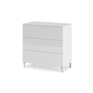 Commode 3 tiroirs L80 x H80cm - Blanc