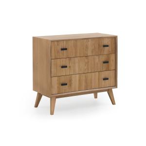 Commode 3 tiroirs plaquée en frêne naturel