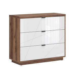 Commode 3 tiroirs stratifiés blanc et bois