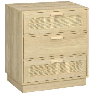 Commode 3 tiroirs style bohème rotin bois naturel