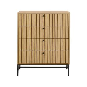 Commode 4 tiroirs 81cm effet bois pieds en métal