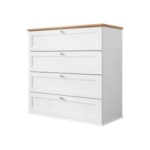 Commode 4 tiroirs 92 cm bois / blanc