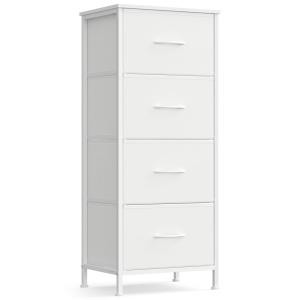 Commode 4 tiroirs acier panneau mdf tissu non-tissé blanc e…