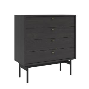 Commode 4 tiroirs aspect frêne noir 84 cm