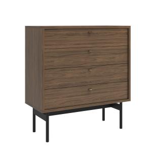 Commode 4 tiroirs aspect noyer 84 cm