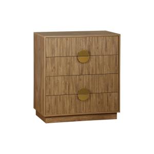 Commode 4 tiroirs décor bois de manguier rainuré