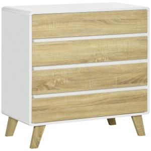 Commode 4 tiroirs design scandinave aspect bois blanc