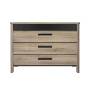 Commode 4 tiroirs effet bois chêne clair avec finition laqu…