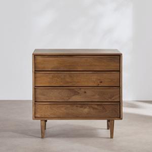Commode 4 tiroirs en bois de manguier L86