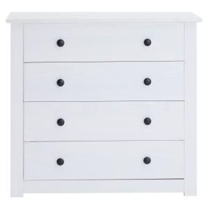 Commode 4 tiroirs en bois massif, blanc