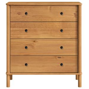 Commode 4 tiroirs en bois massif, coloris chêne
