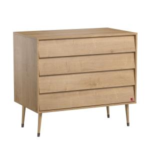 Commode 4 Tiroirs L100 x H90cm - Effet Chêne