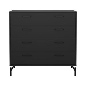 Commode 4 tiroirs noir mat avec piètement métallique H95,8…