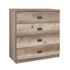 Commode 4 tiroirs stratifiés beige et gris