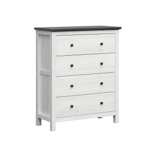 Commode 4 tiroirs stratifiés blanc patiné beige