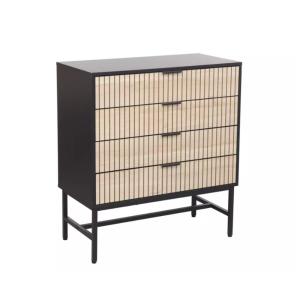 Commode 4 tiroirs style industriel chêne métal noir 80x40x9…