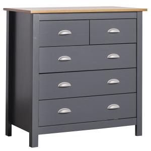 Commode 5 tiroirs anthracite, 79 cm longueur