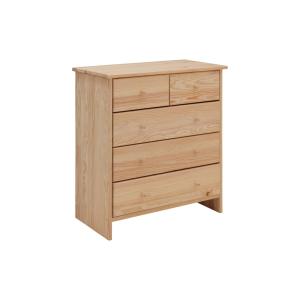 Commode 5 tiroirs en bois massif coloris naturel et poignée…