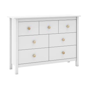 Commode   5 tiroirs en pin massif blanc