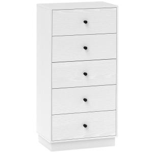 Commode 5 tiroirs haute et étroite en bois crème