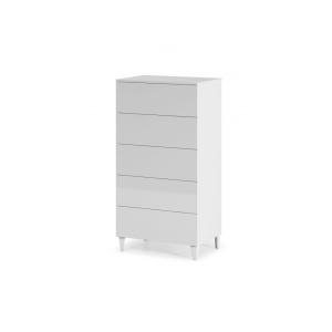 Commode 5 tiroirs L61 x H117cm - Blanc