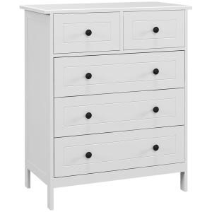 Commode 5 tiroirs poignées boutons métal noir MDF panneaux…