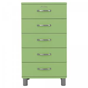 Commode 5 tiroirs style rétro vert
