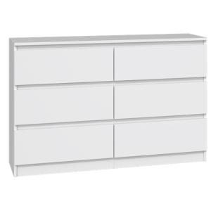 Commode 6 tiroirs, blanc, 120 cm