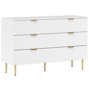 Commode 6 tiroirs design effet cannelé piètement métal doré…