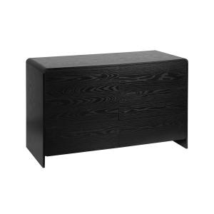 Commode 6 tiroirs effet bois arrondi, noir