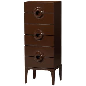 Commode 6 tiroirs en bois d'eucalyptus marron/rouge