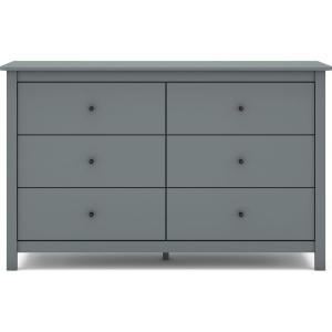 Commode 6 tiroirs en bois massif vert kaki 130 cm