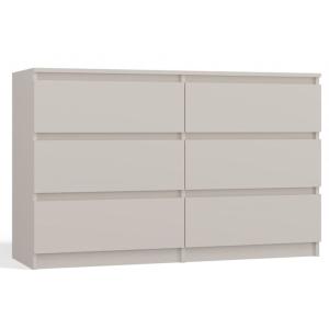 Commode 6 tiroirs, grège, 120 cm