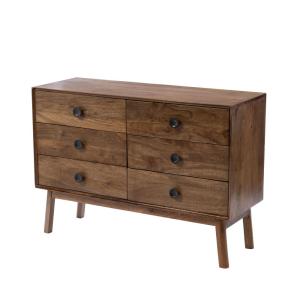 Commode 6 tiroirs   marron en bois