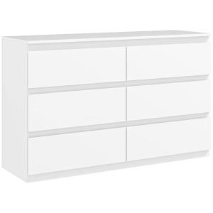 Commode 6 tiroirs meuble de rangement blanc