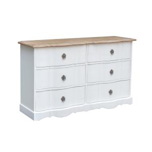 Commode 6 tiroirs plateau chêne blanche