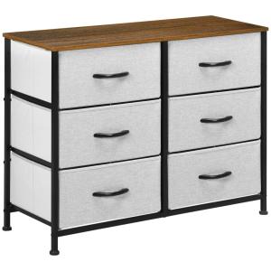 Commode 6 tiroirs pliants en tissu cadre en acier gris