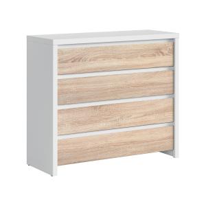 Commode 6 tiroirs stratifiés beige et blanc