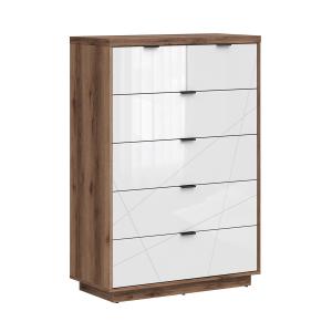 Commode 6 tiroirs stratifiés blanc et bois