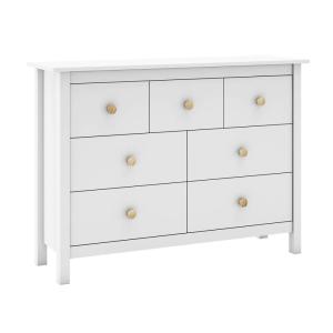 Commode  7 tiroirs en pin massif blanc